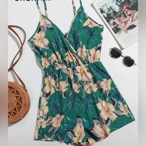 SHEIN Green Floral Jumpsuit